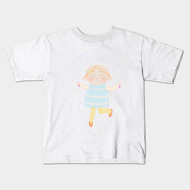 Girl on a skipping rope Kids T-Shirt by lunaa_magic